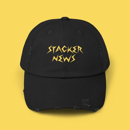 🖤 STACKER NEWS - Unisex Distressed Cap